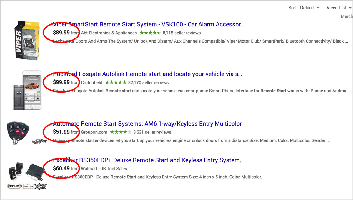 remote start cost not including install